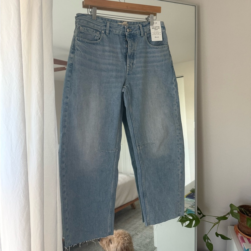 Madewell darted barrel leg Jean